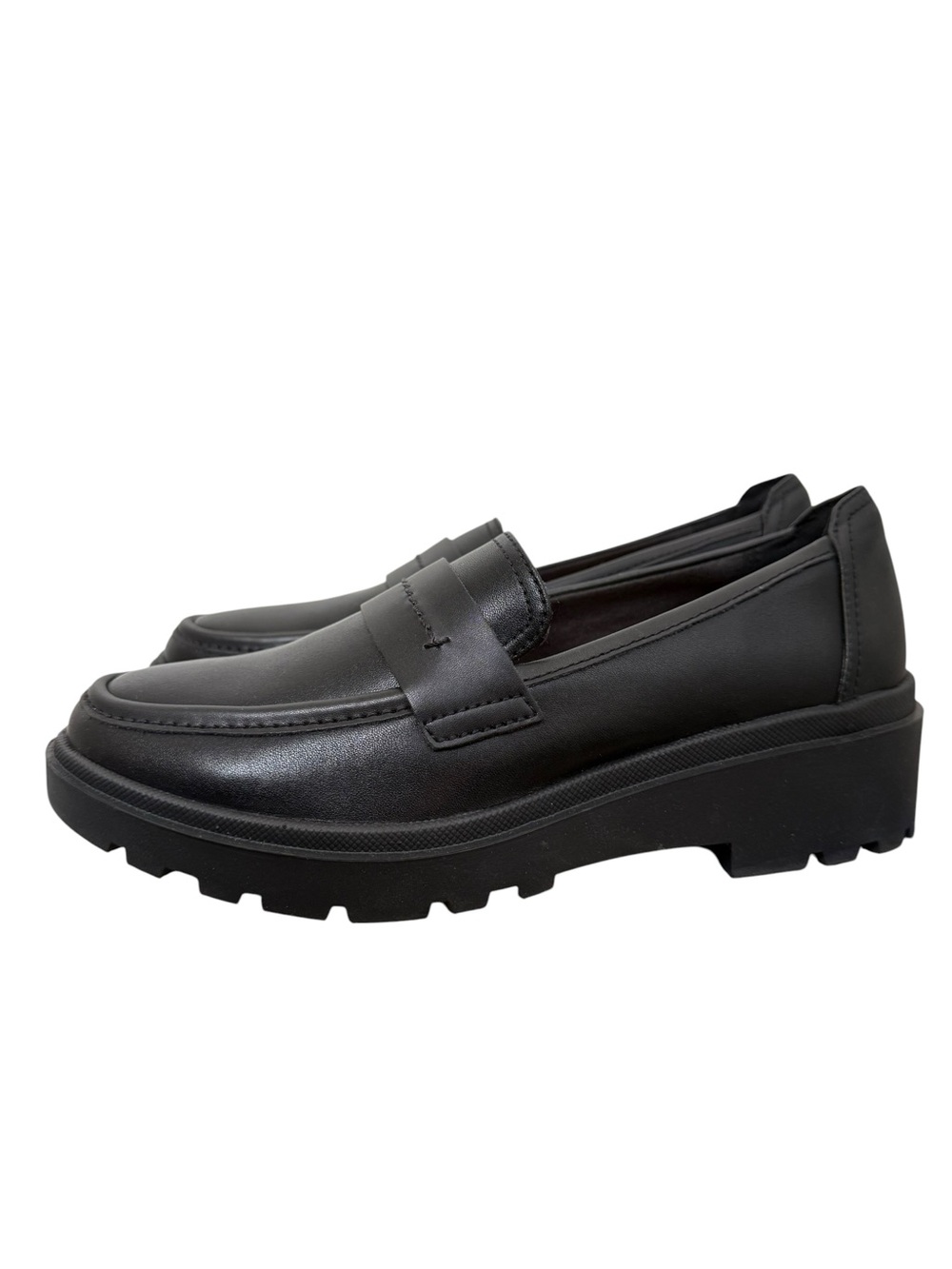 Clarks Calla Ease Black Leather Lug Sole Loafers NIB Size 7